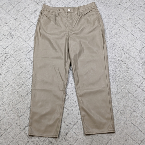 Madewell Jeans Women's 32 Tan Pumice Perfect Vintage Straight Faux Leather 28” - Picture 1 of 12